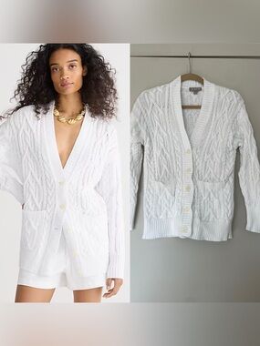 $128 J.Crew Cotton Cable Knit Cardigan Size S